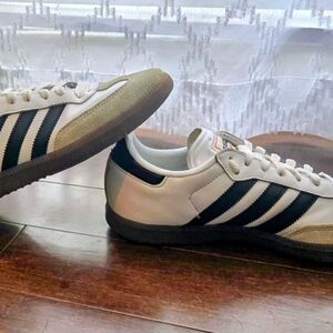 adidas Men's White and Black Gazelle Sneakers